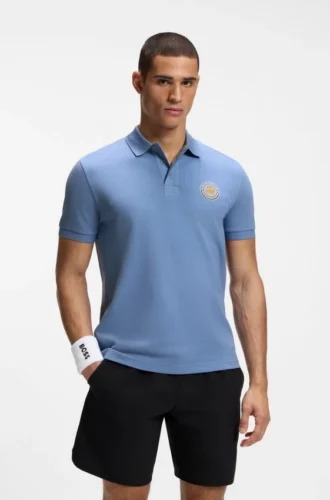 Polohemd aus Baumwollpiqué mit Tennis-Motiv
