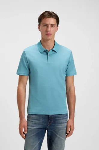 Polohemd aus merzerisierter Baumwolle mit geometrischem Jacquardmuster