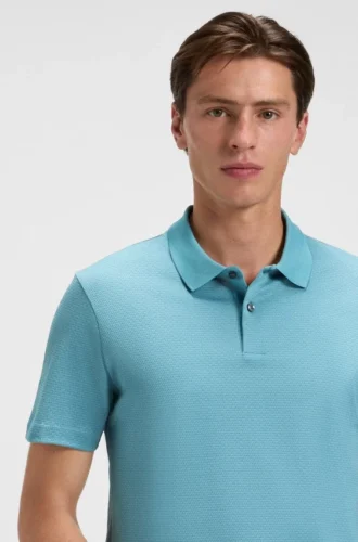 Polohemd aus merzerisierter Baumwolle mit geometrischem Jacquardmuster