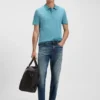 Polohemd aus merzerisierter Baumwolle mit geometrischem Jacquardmuster Polohemd aus merzerisierter Baumwolle mit geometrischem Jacquardmuster