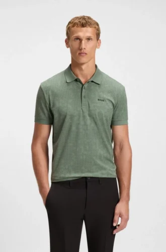 Polohemd aus Stretch-Baumwolle mit Allover-Print