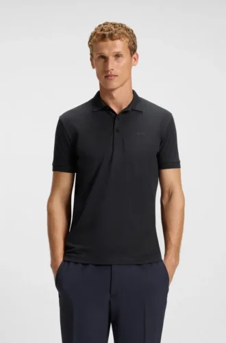 Polohemd aus Stretch-Baumwolle mit Allover-Print