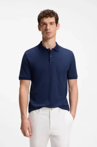 Polohemd in Regular-Fit aus Baumwoll-Seiden-Jacquard