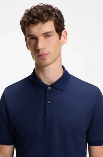 Polohemd in Regular-Fit aus Baumwoll-Seiden-Jacquard