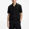 Polohemd mit gestreiftem Kragen aus Baumwolljacquard Polohemd mit gestreiftem Kragen aus Baumwolljacquard