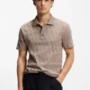 Polohemd mit gestreiftem Kragen aus Baumwolljacquard Polohemd mit gestreiftem Kragen aus Baumwolljacquard