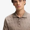 Polohemd mit gestreiftem Kragen aus Baumwolljacquard Polohemd mit gestreiftem Kragen aus Baumwolljacquard