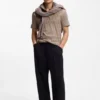 Polohemd mit gestreiftem Kragen aus Baumwolljacquard Polohemd mit gestreiftem Kragen aus Baumwolljacquard
