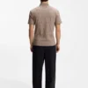 Polohemd mit gestreiftem Kragen aus Baumwolljacquard Polohemd mit gestreiftem Kragen aus Baumwolljacquard