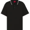 Polohemd mit gestreiftem Kragen aus Baumwolljacquard Polohemd mit gestreiftem Kragen aus Baumwolljacquard