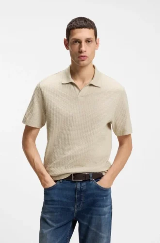 Polohemd mit Jacquard-Muster und Johnny-Kragen