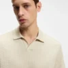 Polohemd mit Jacquard-Muster und Johnny-Kragen Polohemd mit Jacquard-Muster und Johnny-Kragen