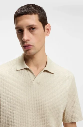 Polohemd mit Jacquard-Muster und Johnny-Kragen