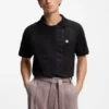 Polohemd mit Johnny-Kragen und Broderie-Streifen