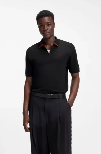 Polohemd mit Kontrastlogo aus Baumwollpiqué