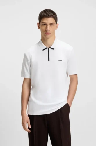Polohemd mit Kontrastlogo aus Baumwollpiqué