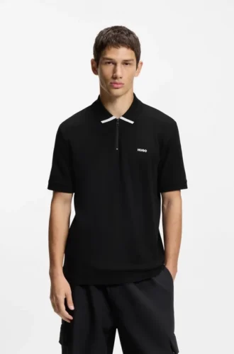 Polohemd mit Kontrastlogo aus Baumwollpiqué