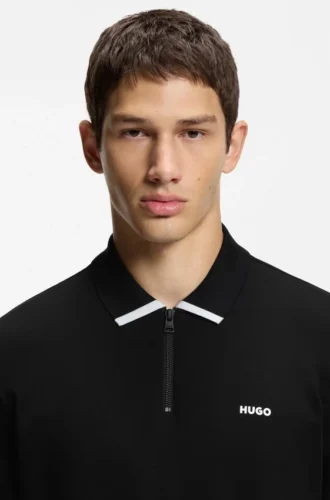 Polohemd mit Kontrastlogo aus Baumwollpiqué