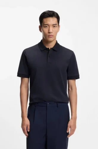 Polohemd mit Monogramm-Knopfleiste aus Baumwollmischung