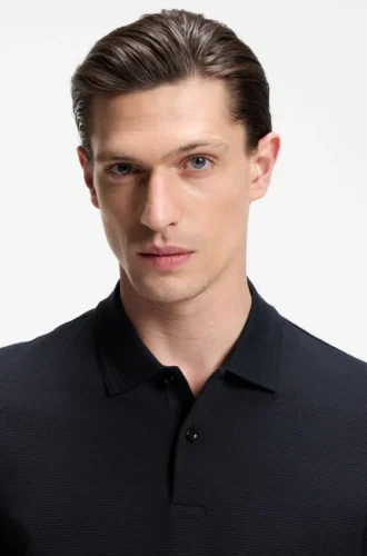 Poloshirt aus Baumwollmischung mit Jacquardmuster in Bubble-Struktur