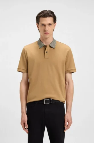 Poloshirt mit gemustertem Kragen aus Pima-Baumwolle