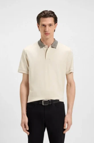 Poloshirt mit gemustertem Kragen aus Pima-Baumwolle