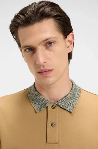 Poloshirt mit gemustertem Kragen aus Pima-Baumwolle