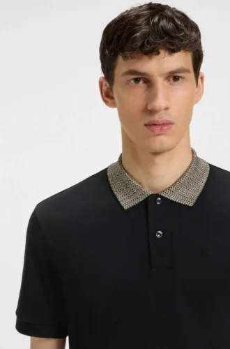Poloshirt mit gemustertem Kragen aus Pima-Baumwolle