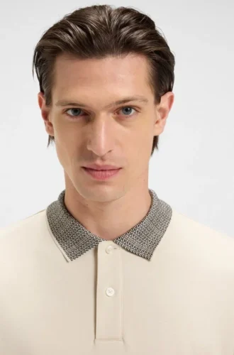 Poloshirt mit gemustertem Kragen aus Pima-Baumwolle