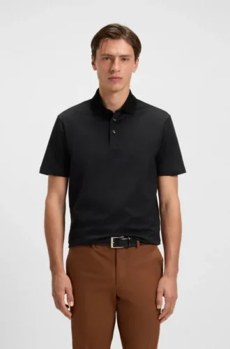Poloshirt mit Gittermuster aus merzerisierter Baumwolle
