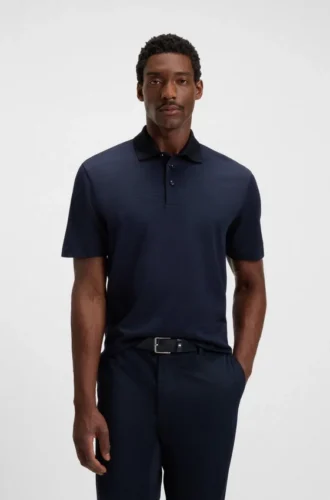Poloshirt mit Gittermuster aus merzerisierter Baumwolle
