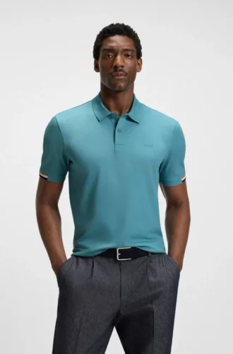 Poloshirt mit gummiertem Logo aus merzerisierter Baumwolle