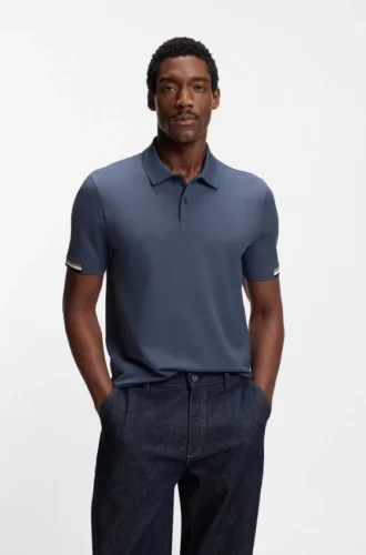 Poloshirt mit gummiertem Logo aus merzerisierter Baumwolle