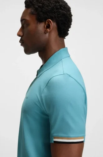 Poloshirt mit gummiertem Logo aus merzerisierter Baumwolle