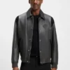 Porsche x BOSS Lederjacke mit kontrastierenden Details