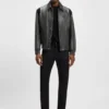 Porsche x BOSS Lederjacke mit kontrastierenden Details