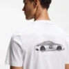 Porsche x BOSS merzerisiertes Baumwoll-T-Shirt mit Grafik auf der Rückseite