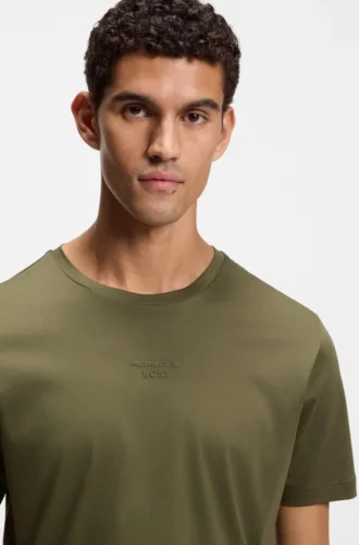 Porsche x BOSS merzerisiertes Baumwoll-T-Shirt mit Grafik auf der Rückseite