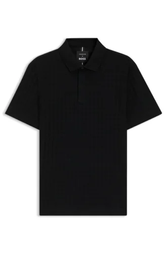 Porsche x BOSS Polohemd aus mercerisierter Baumwolle mit Hahnentrittmuster