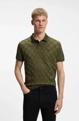 Porsche x BOSS Poloshirt aus Baumwolle mit Jacquard-Muster