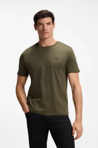 Porsche x BOSS T-Shirt aus merzerisierter Baumwolle mit reflektierendem Logo