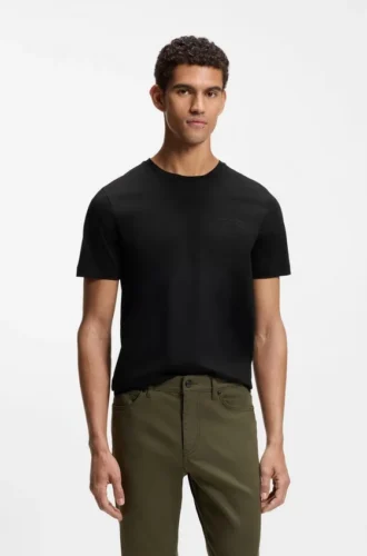 Porsche x BOSS T-Shirt aus merzerisierter Baumwolle mit reflektierendem Logo
