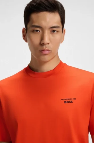 Porsche x BOSS T-Shirt mit Targa-Motiv aus merzerisierter Baumwolle