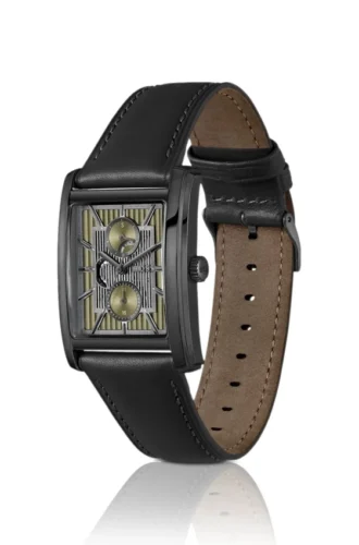Principle Dress Uhr mit olivfarbenem Zifferblatt und Lederarmband