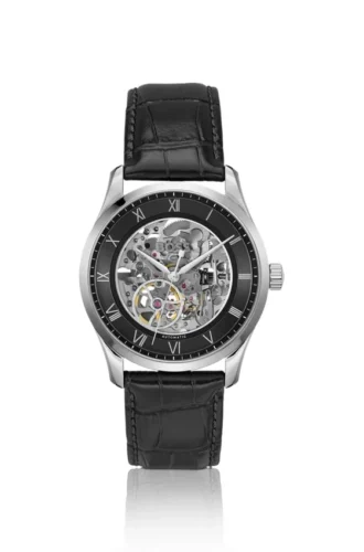 PRINCIPLE SKELETON Uhr mit Lederarmband und skelettiertem japanischem Automatikwerk