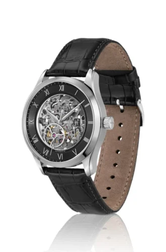 PRINCIPLE SKELETON Uhr mit Lederarmband und skelettiertem japanischem Automatikwerk