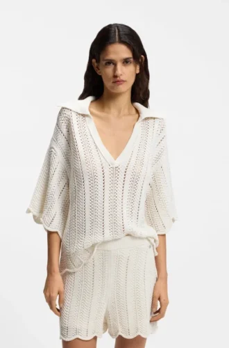 Pullover aus Baumwollmischung mit gestrickter Wellenstruktur