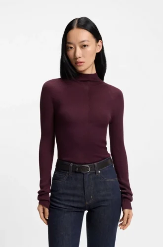 Pullover aus gemischter Rippstrickoptik aus Schurwolle