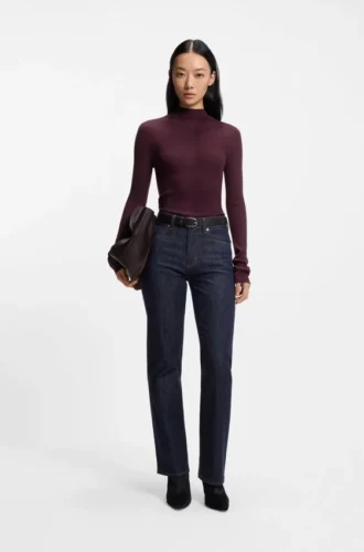 Pullover aus gemischter Rippstrickoptik aus Schurwolle