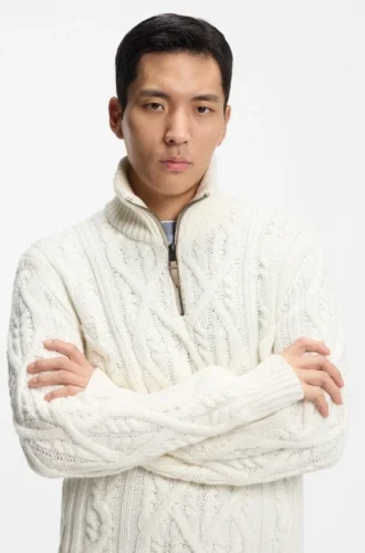 Pullover aus Wolle und Kaschmir mit Zopfmuster